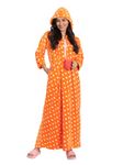 PALIVAL Women's Woollen DOTT Print Maxi with Hood Nighty (Orange, Wool)