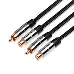 JuicEBitz RCA Cable 3m, Pro Series RCA Male to Female Audio Cable, Double Shielded Speaker Cable with Braided Design - Phono Stereo Audio Component Cable - for AMP, Turntable, Subwoofer