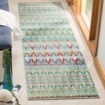 2'3 x 8', Light Blue/Multi : Safavieh Valencia Collection VAL220L Blue and Multi Distressed Bohemian Silky Polyester Runner Rug (2'3" x 8')