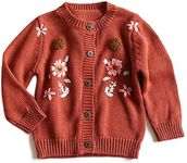 Simplee kids Baby Cardigan Hand Knitted Cardigan with Hand Embroidery Sweater Long Sleeve Baby Girl Coat for Winter and Autumn 12-18 Months