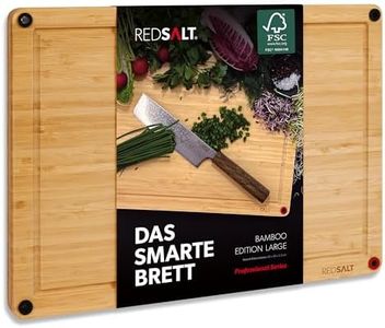 REDSALT® Innovative Organic Bamboo Wood Chopping Board Non-Slip L 42 x 30 x 2.5 cm Large Wooden Board Reversible Deep Juice Groove FSC Certified Chopping Board Kitchen Grill Gift Sustainable