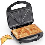 Snailar ABS07 Sandwich Maker with Triangle Plates, 2 Slice Non-Stick Grilled Cheese Maker, Indicator Lights, Cool Touch Handle, Easy to Clean and Store, 750 W, Black