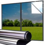 Lifetree Reflective One Way Window Film Privacy: Mirror Heat Control Sun Blocker Window Tint Film, UV Protection Anti Glare, No Glue Clear Daytime Privacy for Home Office (Black, 44.5 * 200cm)
