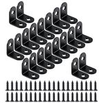 Alainny 20PCS Corner Bracket for Wood, Small L Brackets, Brace, Metal Right Angle with 40PCS Screws Fasteners Hardware Black Decorative Shelf Brackets Shelves Furniture Cabinet Table Legs