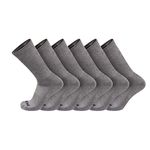 TCK 6 Pair Work & Athletic Crew Socks with Dry IQ Technology for Men & Women (Grey, Large)