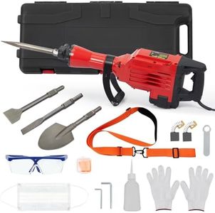 GarveeTech Jack Hammer - 2200W, Heavy Duty, With Shoulder Strap, 1700 Bpm Concrete Breaker, 4pcs Chisels, Case, Gloves