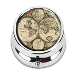 Guojew Ancient Map Custom Fashion Round Pill Box Tablet Holder Pocket Purse Organizer Case Decoration Box