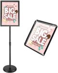 A3 Poster Display Stand Adjustable Poster Stand Menu Standing Replaceable Advertisement Rack Floor Poster Display Stands with Stable Round Base for Commercial/Wedding/Show (Black)