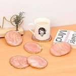 DULI Set of 6 Premium Resin Coasters Tea,Coffee Coasters (10 * 8 cm) (Baby Pink)