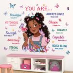 wondever Black Girl Magic Wall Stickers Butterflies Inspirational Wall Decals Quotes You are Beautiful Peel and Stick Art Wall Decor for Girls Bedroom Baby Nursery Kids Bedroom