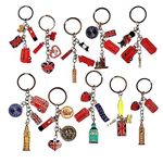 10 x Best Mix of Great British Keyrings London Icons Union Jack UK Souvenir Metal Key Rings - London Souvenirs Charm Keychain