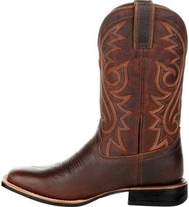 Winter Boots for Men Embroidered Stitched Pointed Toe Cowboy Boots Chunky Heel Mid Calf Boots Shoes Fall Boots for Men 2022, Brown, 9.5-10
