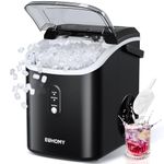 EUHOMY Nugget Ice Maker Countertop with Handle, Ready in 6 Mins, 34lbs Per Day, Removable Top Cover, Auto-Cleaning, Portable Sonic Ice Maker with Basket and Scoop, for Home/Party/RV/Camping (Black)