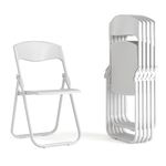 Flash Furniture 6 Pack Hercules Series 500 lb. Capacity Heavy Duty Plastic Folding Chair with Built-in Ganging Brackets, White, Set of 6