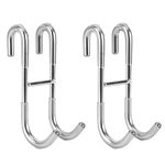 Simtive Shower Door Hooks (2-Pack), Towel Hooks for Bathroom Frameless Glass Shower Door, Shower Squeegee Hooks, Silver