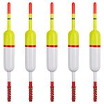 Wood Slip Bobbers Fishing Floats Spring Bobbers Floats Oval Stick Floats for for Crappie Panfish Walleyes, 5pcs (5pcs: 5.63x0.67x2.36in)