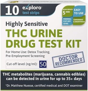 Exploro THC Tests for Home - Marijuana Drug Test Kit (10 Pack), Weed Detox Testing Kit with 50 ng/ml Cutoff Level, Easy to Use