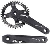 ZTZ Mountain Bike 170mm Square Crankset with 104 BCD 32/34/36/38T Chainring,Aluminum Alloy MTB Crank Round Chainring and Crank, fit Shimano, SRAM, FSA (Black, 36T)