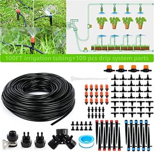 MIXC Drip Irrigation Kit, 100FT Garden Irrigation System Plants Watering System For Lawn Patio Raised Bed Automatic Irrigation Equipment With 1/4" Blank Distribution Tubing , Adjustable Nozzle Emitters Sprinkler, Barbed Parts And Irrigation Connectors