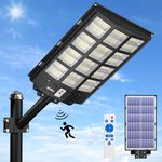 JAYNLT 4800W Outdoor Solar Street Lights, 450000LM 65000K Parking Lights from Dusk to Dawn, IP67 Waterproof Solar Security Flood Lights with Motion Sensor Backyard, Driveway, Garage