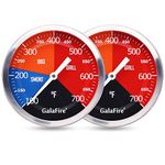 GALAFIRE BBQ Smoker Thermometer for Charcoal Grill Pit, 2 Pack 3 3/16 inch Large Dial Temperature Gauge