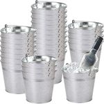 Didaey 24 Pack Galvanized Metal Buckets Bulk 6 Inch Small Ice Buckets Iron Candy Pail with Handle for Garden Planters Vase Table Centerpieces Crafts Wedding Party Favors Accessories Decorations