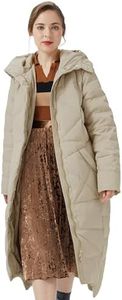 Orolay Women's Puffer Down Coat Winter Maxi Jacket with Hood Beige L