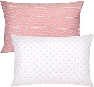Poocen Baby Girl Pillowcase 2 Piece Cotton Toddler Pillowcases Cotton Travel Pillow Case for Sleeping Fit Pillow Sized 13''x 18'' or 14''x19'', Pink Envelope Style Travel Pillowcase for Girls Boys