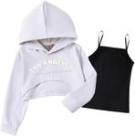 Arshiner Girls Cropped Sweatshirt Long Sleeve Shirts Crop Tops for Teens Kids Hoodies White Sweatshirt Girls Sweatshirts Size 10-12