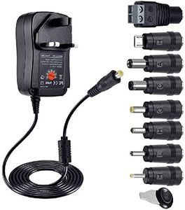 30W Universal AC/DC Power Supply 30W Adaptor Switching Power Supply with 8 Tips Adapter Tips for 3V-12V Household Electronic Devices,Tablet, BT Speakers, LCD LED Light Charger