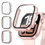 Kamita [3Pack] Screen Protector Case for Apple Watch Series 10 46mm, Hard PC Bumper Cases with Tempered Glass Film, Shockproof Full Coverage Protective Cover for iWatch10 (Clear+Starlight+Rosegold)