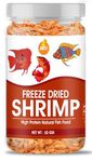 BOLTZ Freeze Dried Shrimp 50gm, Food for Discuss, Arowana, Cichlid, Flowerhorn, Oscar Red Parrot & Other Carnivorous Fish, Natural Food for Freshwater and Marine Fish for All Life Stages (Pack of 1)