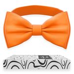 Adam Young Men's Bow Ties Pre-Tied Style Formal Satin Classic Bowtie for Tuxedo Faux Silk, 18 Orange, L - (adults)