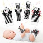 Baby Toys 0-6 Months, Foot Finders & Wrist Rattles for Infants Toys Black and White Sensory Toys Baby Essentials for Newborn Wrist Rattle Baby Gifts, Baby Boy Toys 0 3 6 9 Months