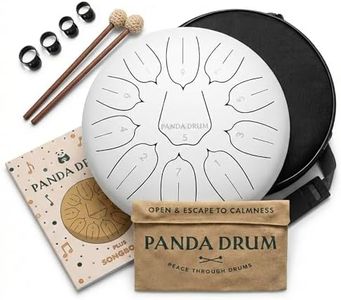 Panda Drum Plus (White) | Steel Tongue Handpan with Music Book, Mallets, Carrying Bag & Finger Picks | 11 inch, 432 Hz | Rain Drum for Inside & Outside | Calming Musical Instrument for Adults & Kids