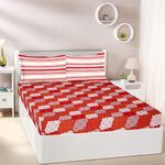 Amazon Brand - Solimo Scarlet Serenity 144 TC 100% Cotton Double Bedsheet with 2 Pillow Covers, Red