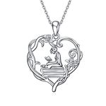 YFN 925 Sterling Silver Book Lover Necklace Reading Girl Pendant Graduation Gift Jewelry for Girls