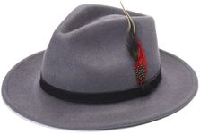 PURE FASHIONS Fedora Hat for Men Women Wide Brim 100% Wool Unisex Trilby Hats Water Resistant Sun Protection Fedora Hats Hand Made Hats for Men UK (UK, Alpha, S, Grey)