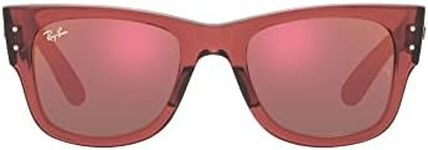 Ray-Ban RB0840SF Mega Wayfarer Low Bridge Fit Square Sunglasses, Transparent Pink/Brown Mirrored Dark Red, 52 mm