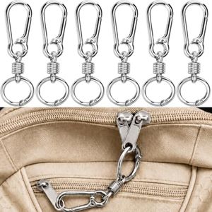 XEMBRALTI Anti Theft Zipper Clips, 6Pcs Zippers Locks with Longer Clips for Crossbody Bag, Backpack, Upgraded Anti Theft Clip for Main Zipper (Silver-6Pcs)