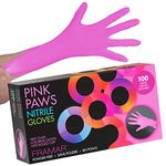 FRAMAR Pink Nitrile Gloves Large - Disposable Gloves Large, Rubber Gloves Disposable, Tattoo Gloves Disposable, Cleaning Gloves for Tattoo Supplies, Gants Nitrile, Mechanics Gloves