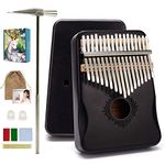 Kalimba 17-Keys Thumb-Piano mbira-kalimba - with Study Instruction and Tune Hammer Portable Mbira Sanza African Wood Finger Piano Gift for Kids Adult Beginners Professional Birthday Gift… (Black)