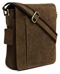 J. Wilson London 100% Pure Genuine Real Blue Textured Cow Leather Handmade Mens Leather Flapover Everyday Crossover Shoulder Work iPad Messenger Bag (Brown) (Rustic Brown)