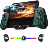 FUNLAB Switch Joypad Controller Customizable for Nintendo Switch/OLED, Ergonomic Switch handheld Controller, Luminpad Switch Controles One-Piece Controllers Replacement- 7 LED Colors/Turbo/Mapping - Black