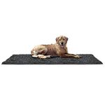 Furhaven Pet Bed Mat for Dogs and Cats - Muddy Paws Absorbent Chenille Shammy Bath Towel and Food Mat Rug, Charcoal (Gray), Runner, 150(7-8 years)