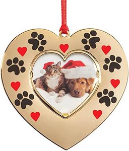Goldtone Pet Frame Ornament, Steel, Photo Opening Meausures 1 1/2" x 1 1/2" - Ornament Measures 3" Wide x 2 7/8" High