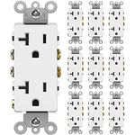 [10 Pack] BESTTEN 20 Amp Decorator Wall Receptacle Outlet, Non-Tamper-Resistant, 20A Electrical Outlet for Residential and Commercial Use, 20A/125V/1875W, cUL Listed, White