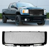 Car Front Grill, Automotive Bumper Replacement Gloss Black Mesh Grille Guards for 2007/2008/2009/2010/2011/2012/2013 Sierra 1500