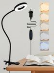 ReinHoo Desk Lamp,5 Colors+10 Brightness Reading Lamp LED Desk Light,550lm Bright Clip on Light, USB LED Lamp with Adapter, 360°Adjustable Reading Lights for Books in Bed, Bedside Table, Study, Craft