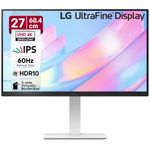 LG 27US550 68 cm (27 Inch) Ultrafine UHD (3840x2160) IPS Monitor, HDR10, DCI-P3 90%(Typ.), 3-Side Virtually Borderless, Anti-Glare, DP, HDMI X 2, HP Out, Tilt/Height/Swivel/Pivot Adjustment (White)